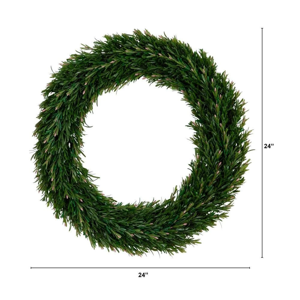 24 In. UV Resistant Rosemary Artificial Wreath (Indoor/Outdoor) 4 24 In. UV Resistant Rosemary Artificial Wreath (Indoor/Outdoor) - Image 2